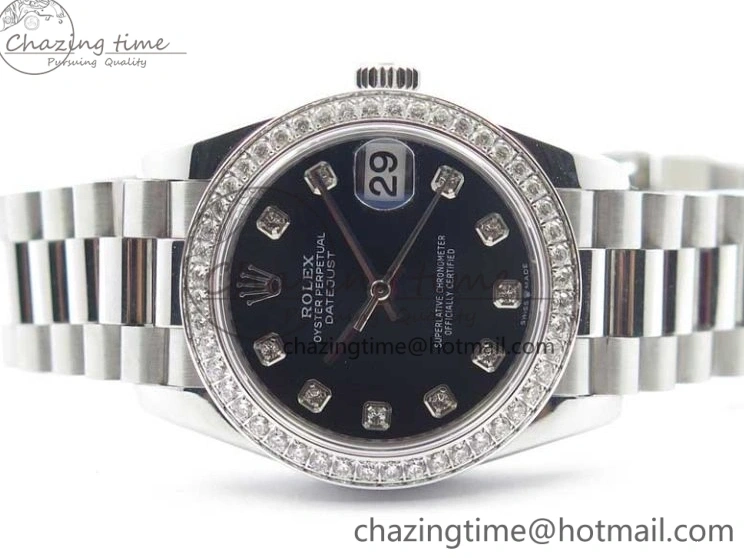MiroTime 0405 Datejust 31mm 278275 SS Crystal Bezel BP Maker Best Edition Black Dial Crystal on SS President Bracelet Popular 3097